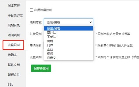 宝塔面板如何设置站点流量限制？